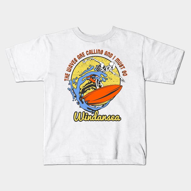 Windansea skeleton surfer Kids T-Shirt by LiquidLine